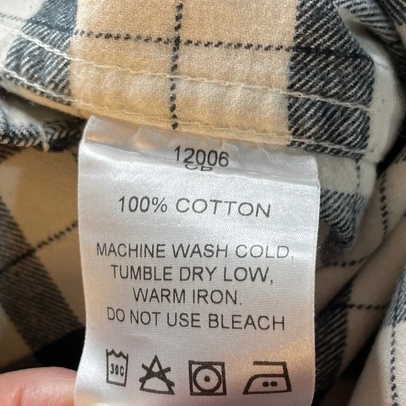 Filson Alaskan Guide Sz Medium Buffalo Check Flannel Shirt Cream Black Cotton